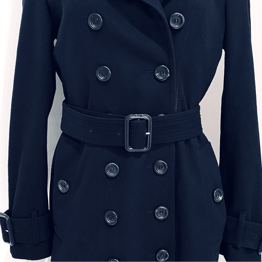 BURBERRY LONDON LITTLETON WOOL RUFFLE HEM COAT. - Picture 4 of 13